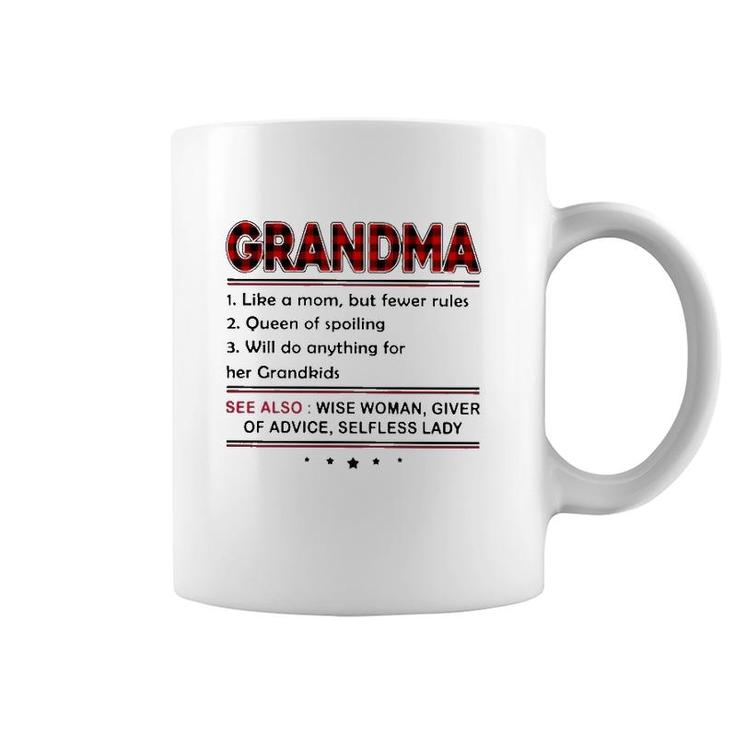 Grandma Definition Like A Mom But Fewer Rules Red Plaid Print Coffee Mug