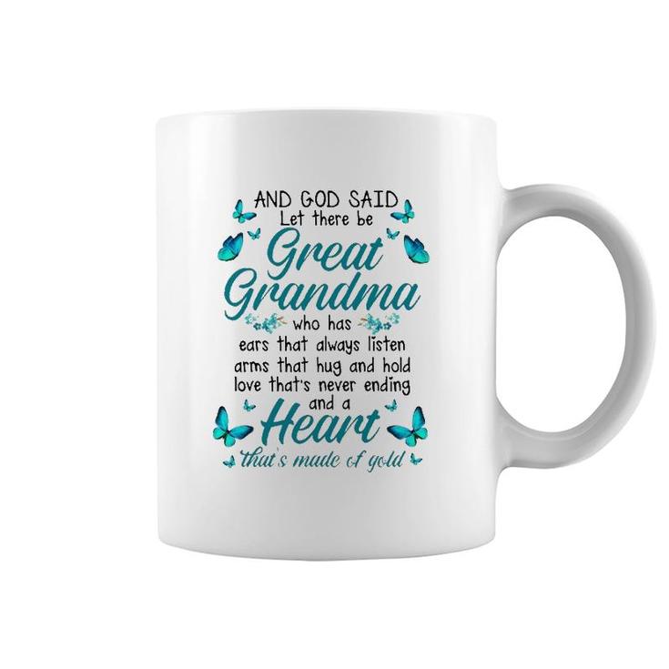 Grandmother Gift And God Said Let There Be Great Grandma Family Matching Butterflies Coffee Mug