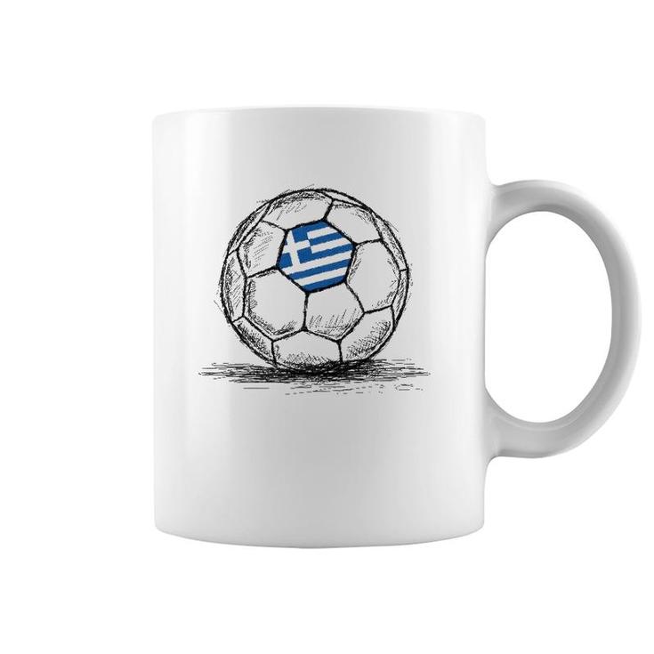Greece Greek Flag Design On Soccer Ball Artsy Football Coffee Mug