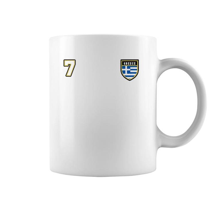 Greece Number 7 Soccer Flag Football Seven Greek Coffee Mug
