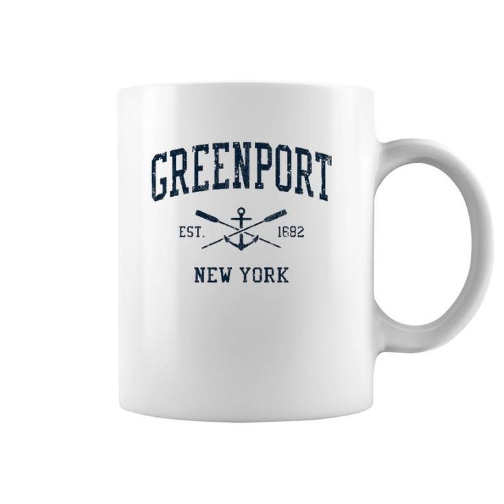 Greenport Ny Vintage Navy Crossed Oars & Boat Anchor Coffee Mug