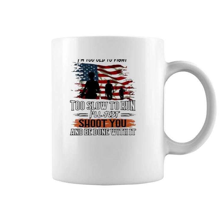 Grumpy Old Man Us Flag Troops Silhouette Veterans Day Grandpa Gift Coffee Mug
