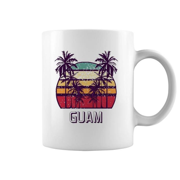 Guam Hawaii Vintage 1970'S Retro Skyline Palm Tree Coffee Mug