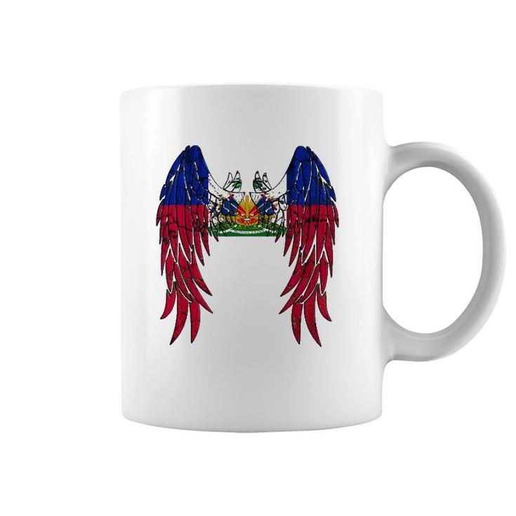 Haitian Flag Angel Wings Jesus Catholic Christian God Haiti Coffee Mug