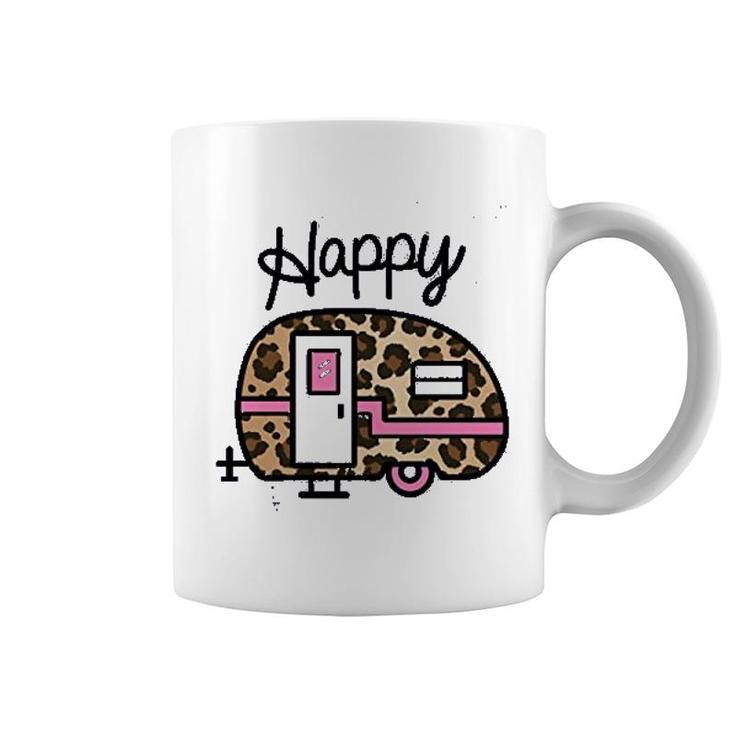 Happy Leopard Print Camper Coffee Mug