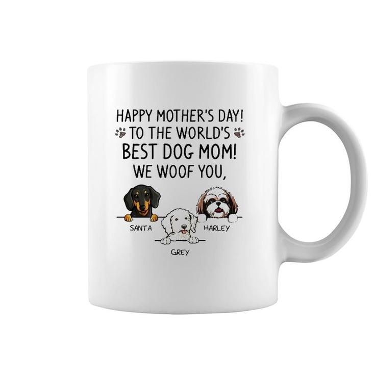 Happy Mother's Day To The World's Best Dog Mom We Woof You Santa Harley Grey Coffee Mug
