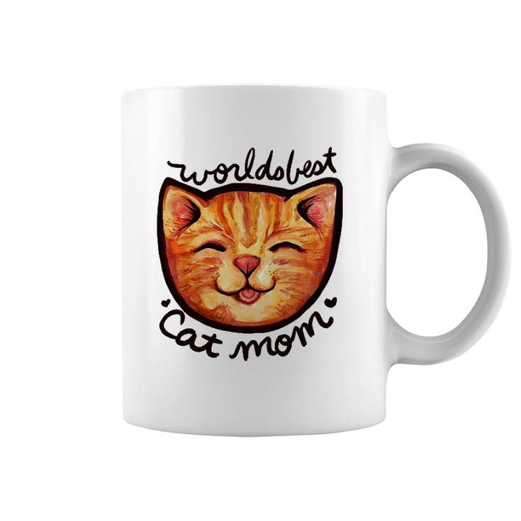 Happy Orange Tabby Cat Mom Coffee Mug