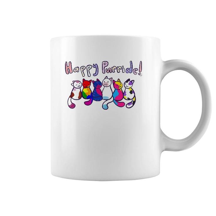 Happy Purride Cats Kittens Gay Pride Lgbtq Transgender Gift Coffee Mug
