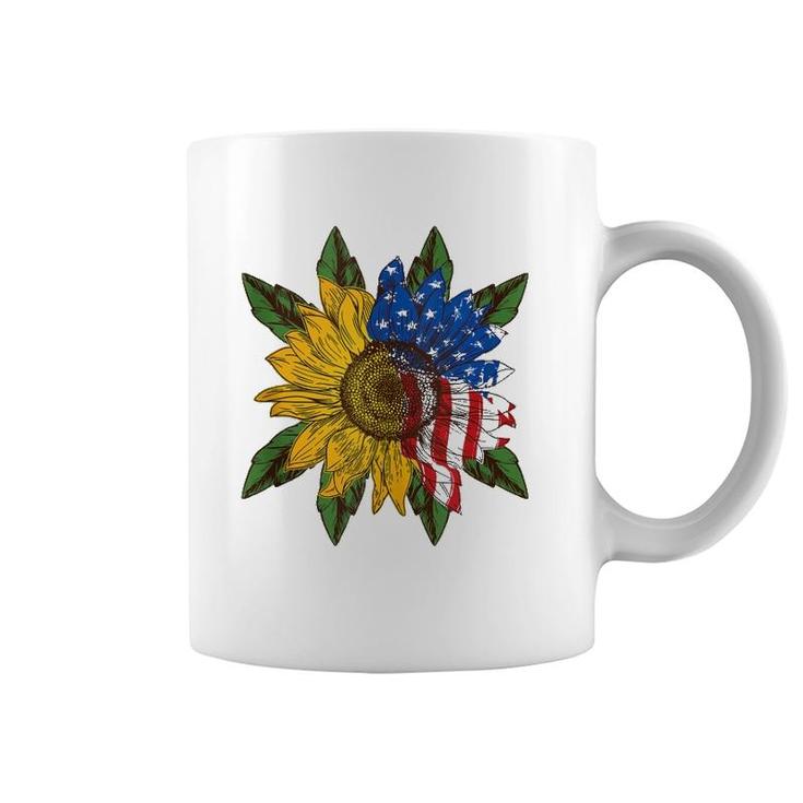 Hippie Hippies Peace Sunflower American Flag Hippy Gift  Coffee Mug