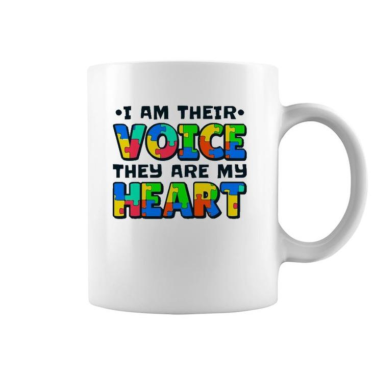 I Am Their Voice They Are My Heart Autism Awareness Teacher Coffee Mug