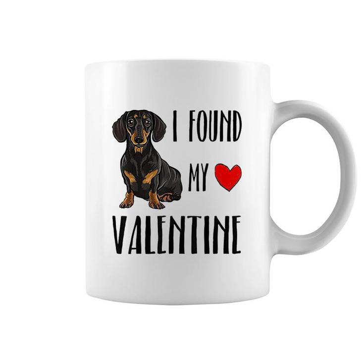 I Found My Valentine Day Black Dachshund Coffee Mug