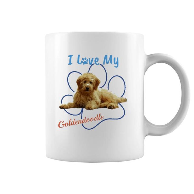 I Love My Goldendoodle Best Dog Lover Paw Print  Coffee Mug