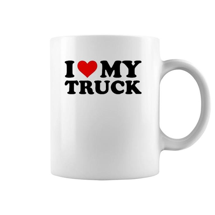 I Love My Truck Funny Red Heart Truck I Heart My Truck Coffee Mug