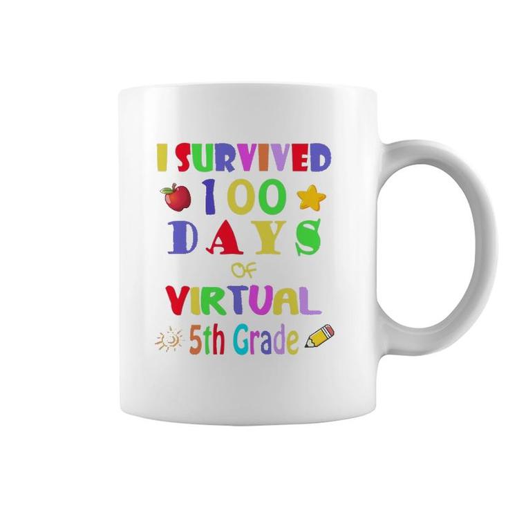 I Survived 100 Days Of Virtual 5Th Grade Students Teachers Coffee Mug