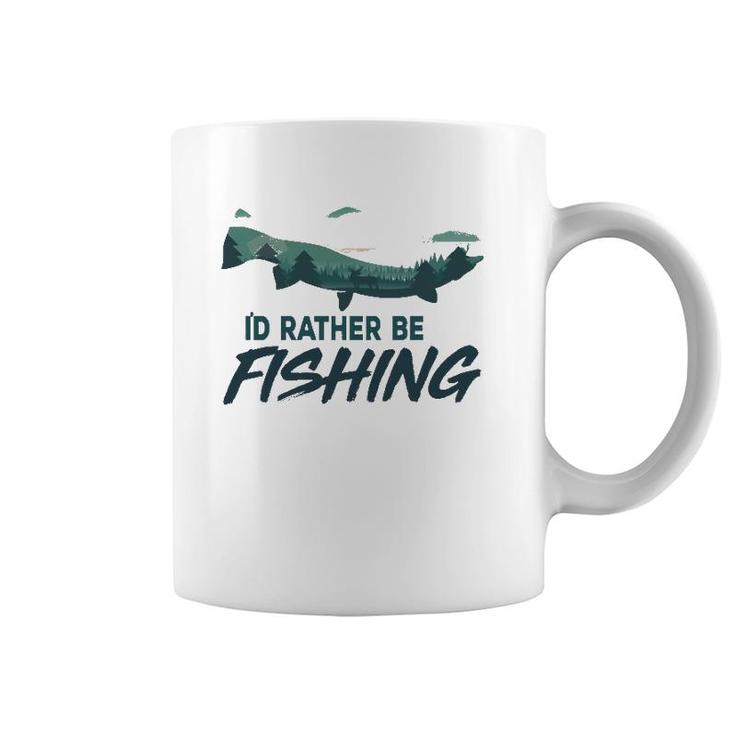 I'd Rather Be Fishing Trout Vintage Outdoor Nature Fisherman Coffee Mug