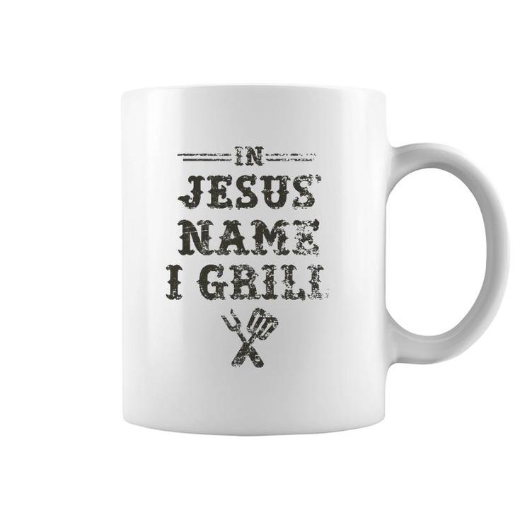 In Jesus' Name I Grill Christian Grilling Graphic Coffee Mug