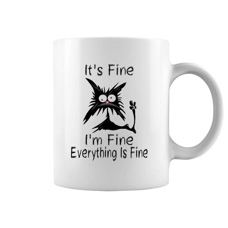 It's Fine I'm Fine Everything Is Fine Funny Cat Face Coffee Mug