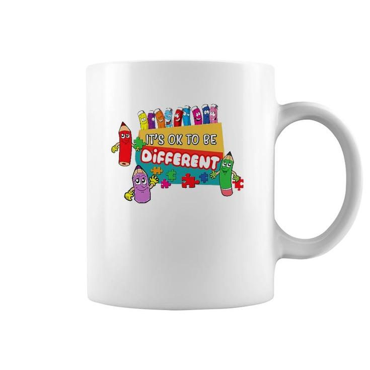 It's Ok To Be Different Autism Awareness Happy Crayons Coffee Mug