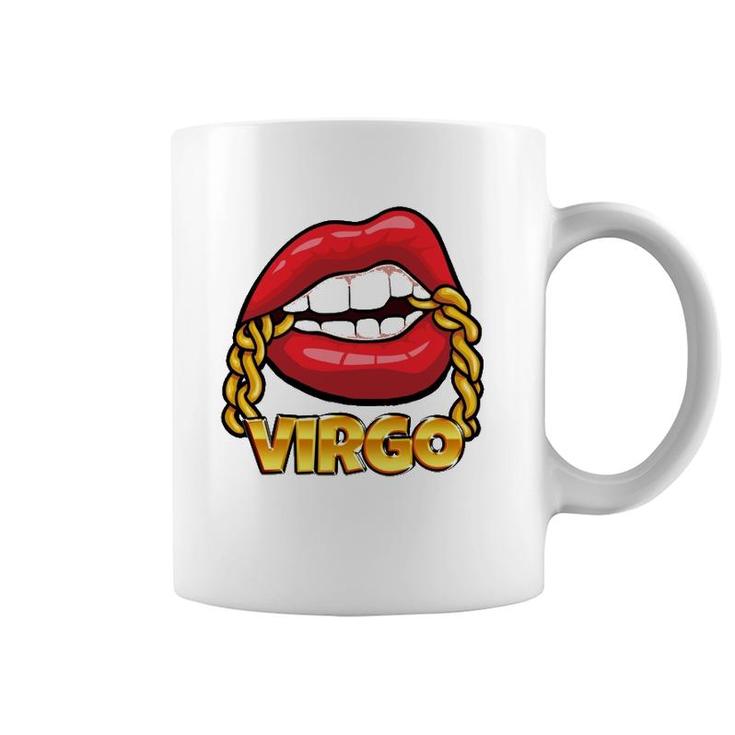 Juicy Lips Gold Chain Virgo Zodiac Sign Coffee Mug