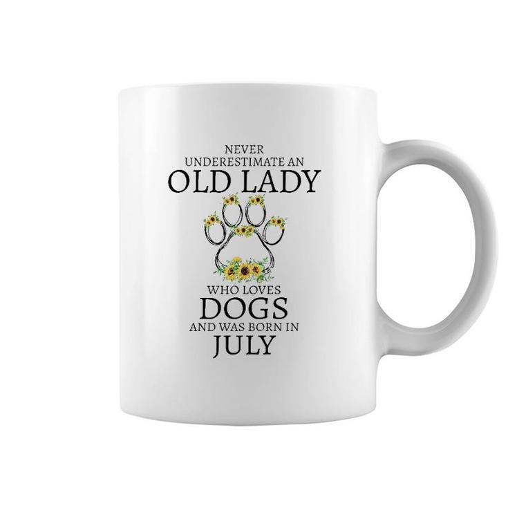 July Birthday Dog Owner Gift Who Loves Dogs And Was Born In July Sunflowers Dog Paw Coffee Mug