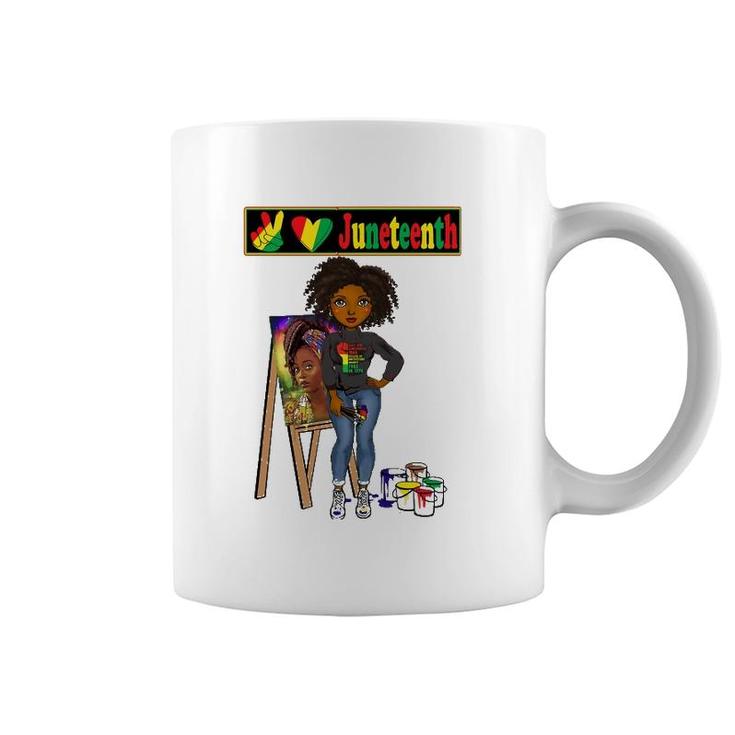 Juneteenth Black Women Melanin Peace Love Juneteenth Women Coffee Mug