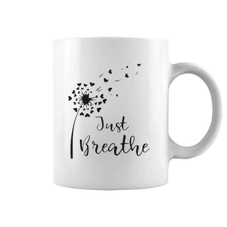 Just Breathe Dandelion Women Men Heart Shape Love Plus Size Coffee Mug