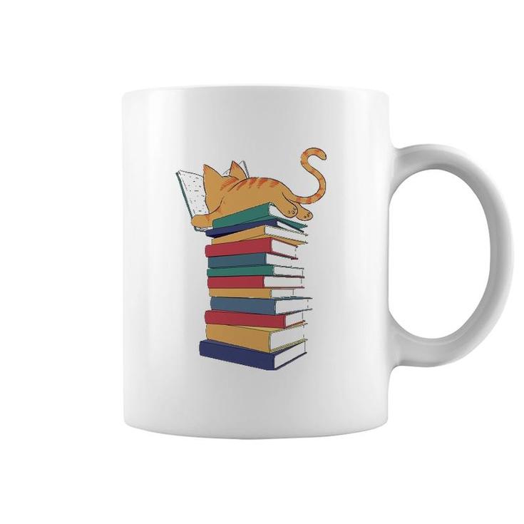 Kawaii Cat Books Gift Womens Coffee Mug