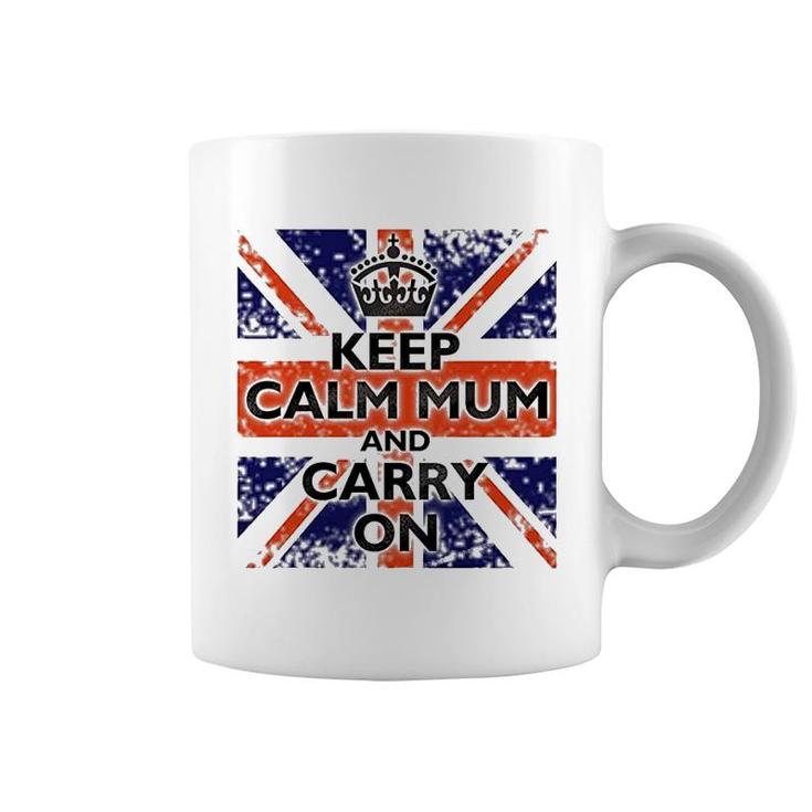 Keep Calm Mum And Carry On British Flag Coffee Mug