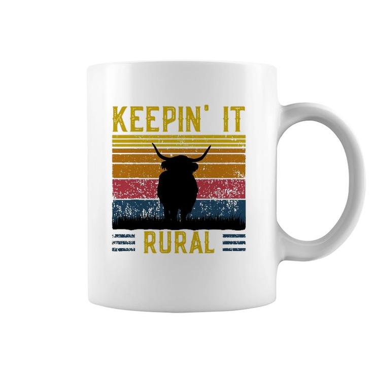 Keepin' It Rural Scottish Highland Cow For Cattle Farmer Coffee Mug