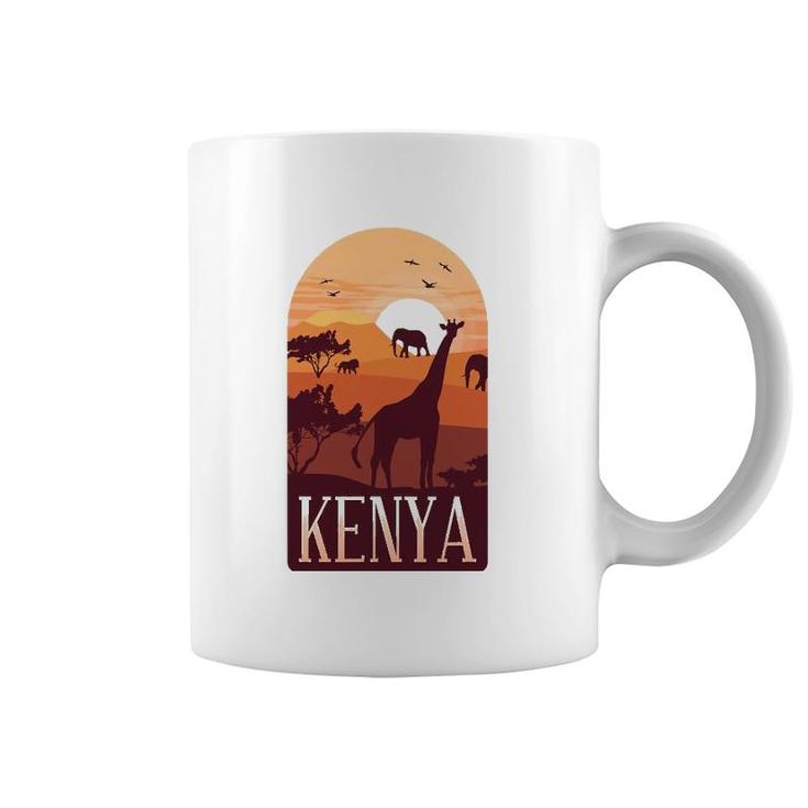 Kenya Africa Giraffe Elephant Lion African Animals Gift Coffee Mug