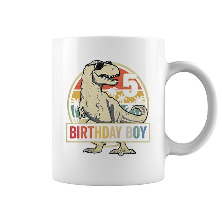 Kids 5 Year Old  5Th Birthday Boy T Rex Dinosaur   Coffee Mug