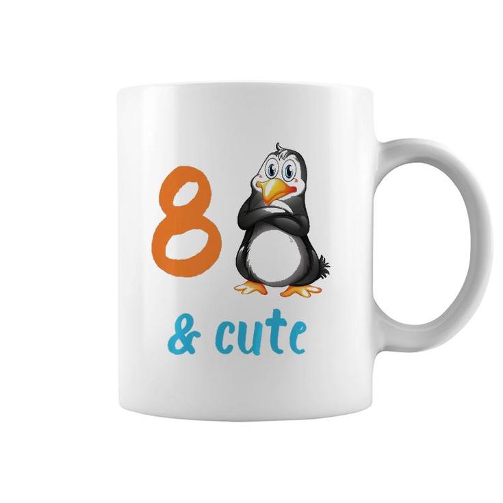 Kids Funny Penguin 8Th Birthday  8 Years Old Bday Party Gift  Coffee Mug