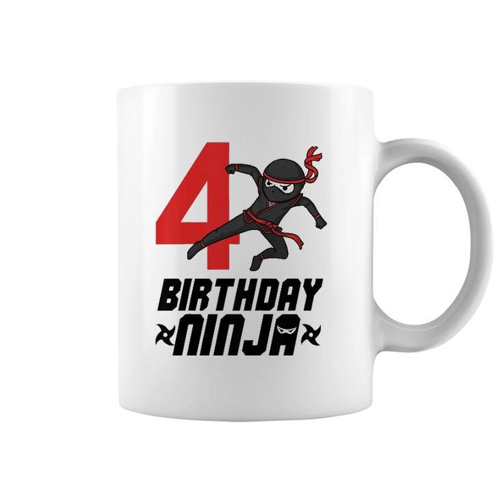 Kids Kids 4Th Birthday Ninja For Boys 4 Years Birthday Tee Coffee Mug