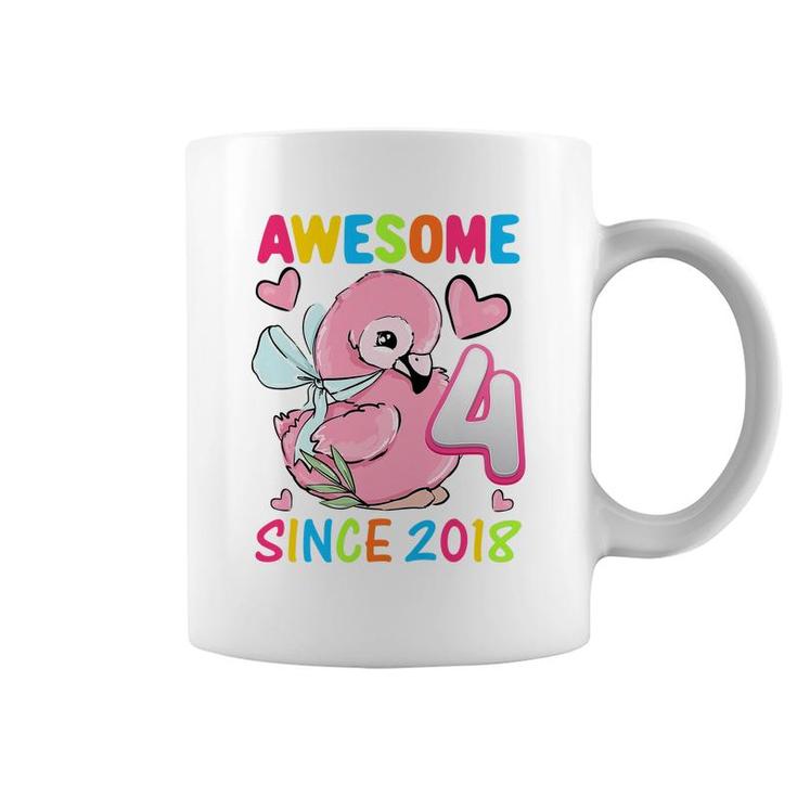 Kids Kids 4Th Birthday Party Flamingo Girl 4 Years Old Birthday Premium  Coffee Mug