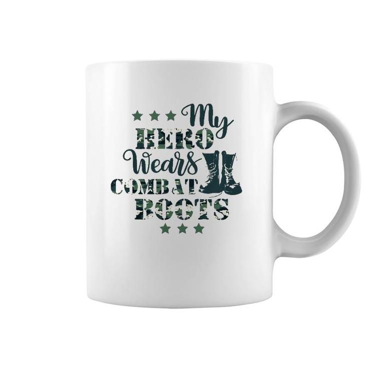 Kids My Daddy Hero Wears Combat Boots Military Dad Army Gift Coffee Mug