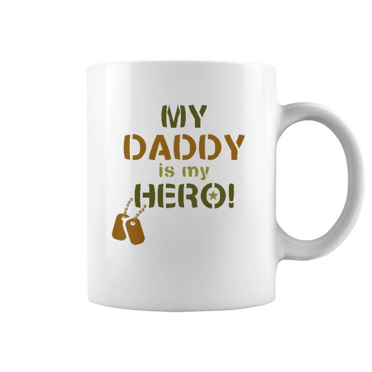 Kids My Daddy Is My Hero Military Soldier Dog Tags Coffee Mug