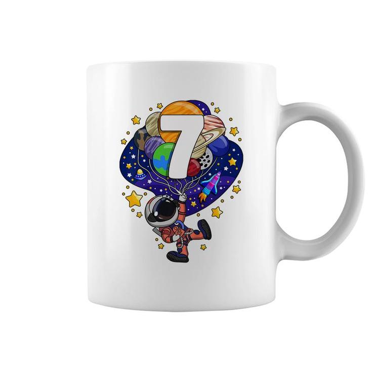 Kids Outer Space Astronaut 7Th Birthday Boy 7 Year Old Seven  Coffee Mug