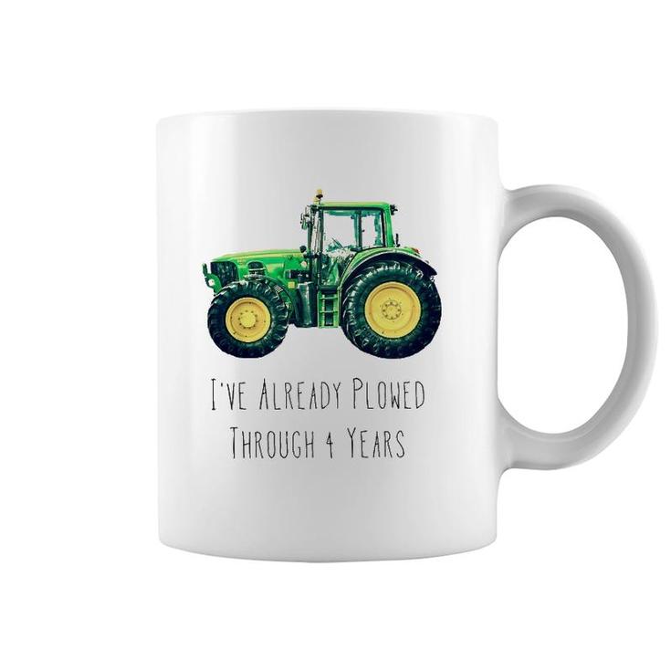 Kids Plowed Through 4 Years Green Tractor Boy Birthday Party Coffee Mug