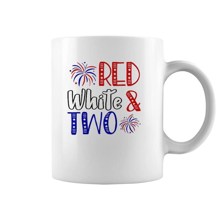 Kids Red White & Two 2Nd Birthday 4Th Of July Independence Day Coffee Mug