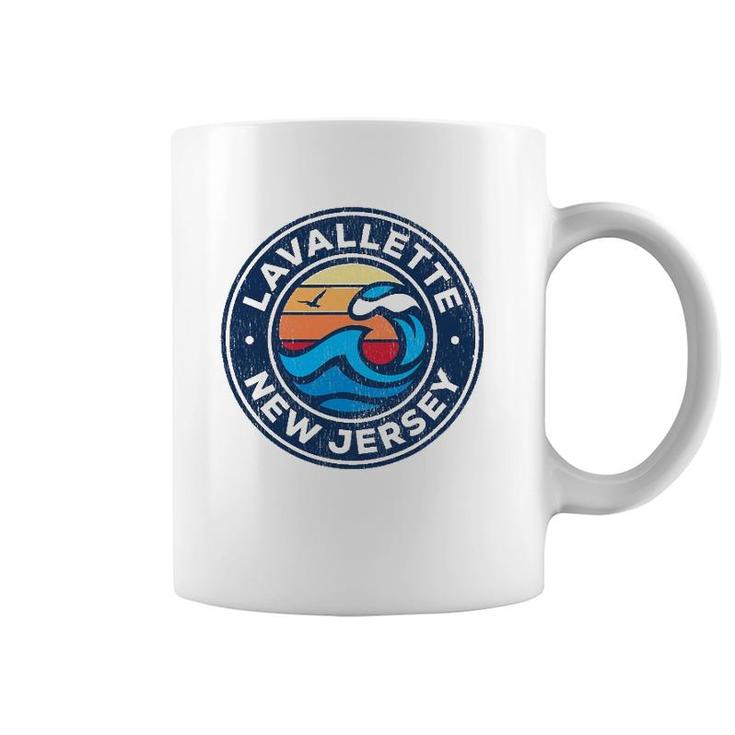 Lavallette New Jersey Nj Vintage Nautical Waves Design Coffee Mug