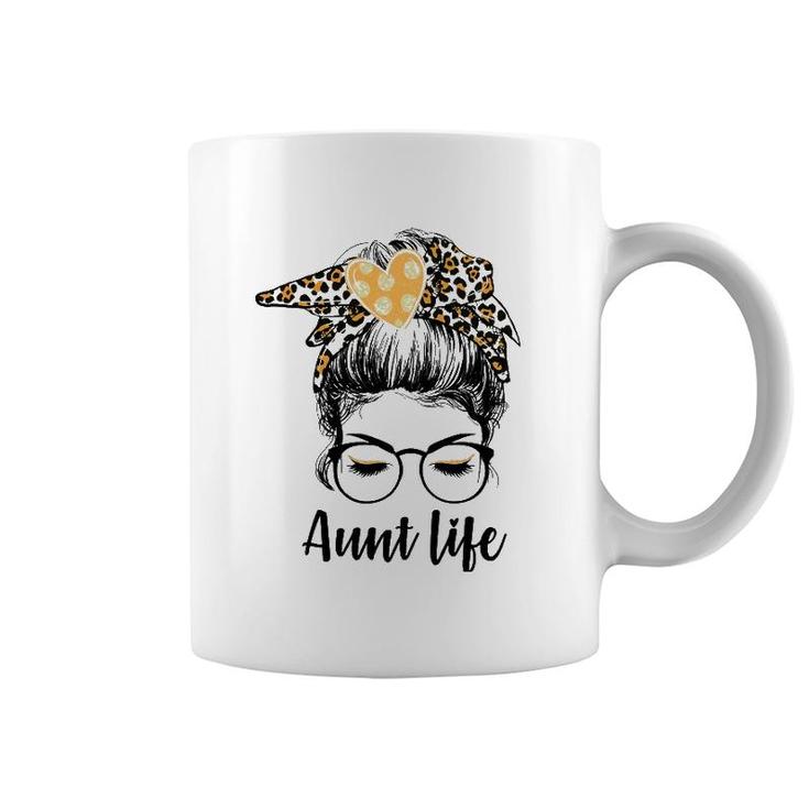 Leopard Auties Aunt Life Cute Messy Bun Girl Mother's Day Coffee Mug
