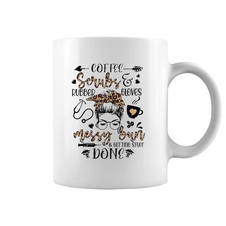 Leopard Nurse Messy Bun Getting Stuff Done Funny Nurse Life Coffee Mug