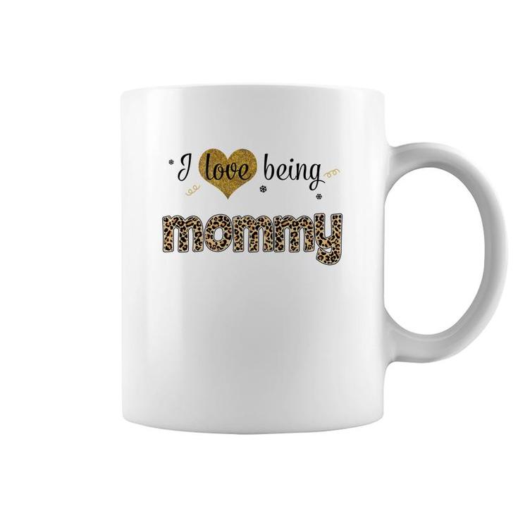 Leopard Plaid I Love Being Mommy White Coffee Mug