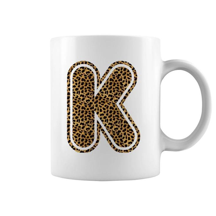 Letter K Leopard Print Initial Case Funny Birthday Gift Coffee Mug