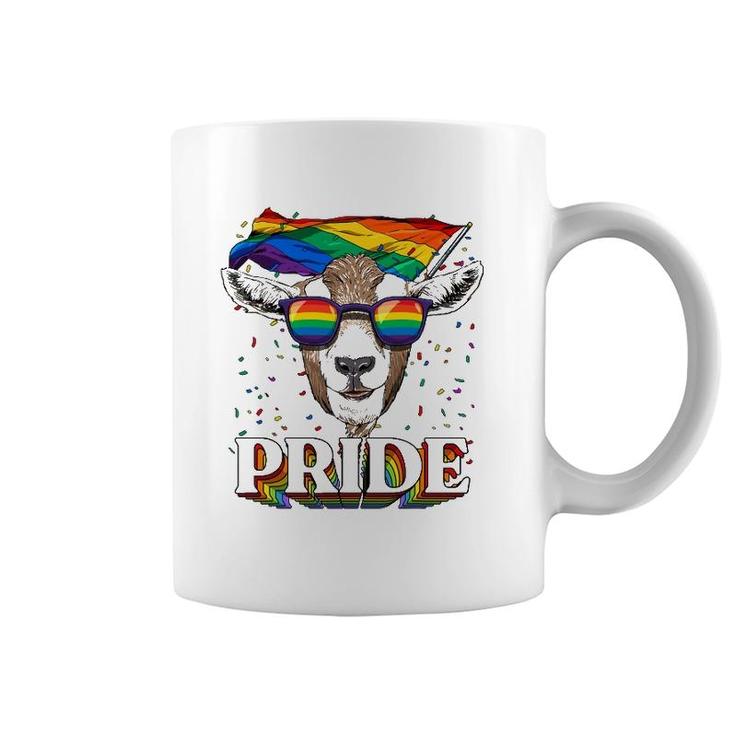 Lgbt Goat Gay Pride Lgbtq Rainbow Flag Sunglasses Coffee Mug