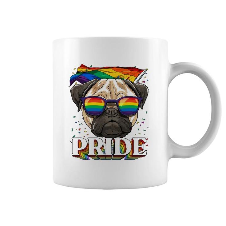 Lgbt Pug Gay Pride Lgbtq Rainbow Flag Sunglasses Coffee Mug