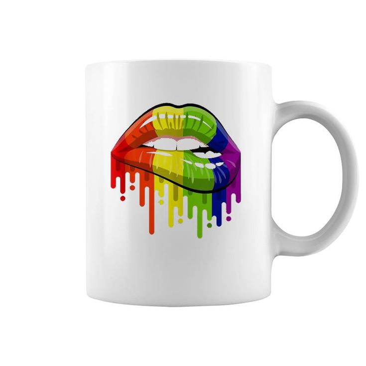 Lgbt Rainbow Color Lips Pride Gay Homosexual Lesbian  Coffee Mug