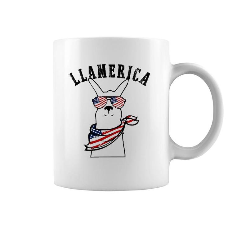 Llamerica Llama 4Th Of July American Flag For Men Women Kids Coffee Mug