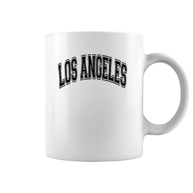 Los Angeles California Varsity Style Text Gray Black Print Pullover Coffee Mug