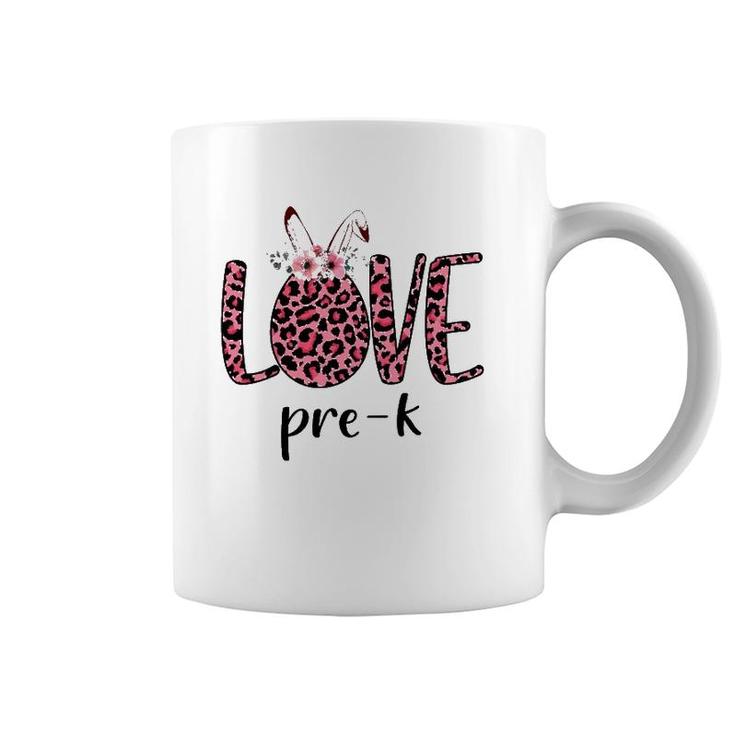 Love Pre-K Pink Leopard Bunny Teacher Easter Gifts Coffee Mug